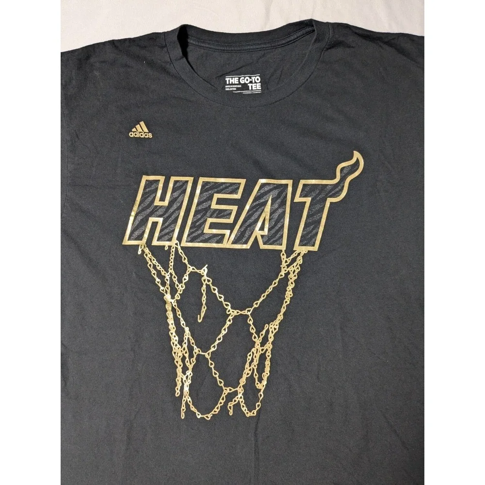 MIAMI‎ HEAT GOLDEN NET Men XL Black ADDISAS GO-TO TEE T-Shirt